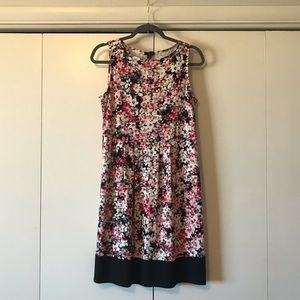 J Jill Wearever Pink and Black Floral Dress